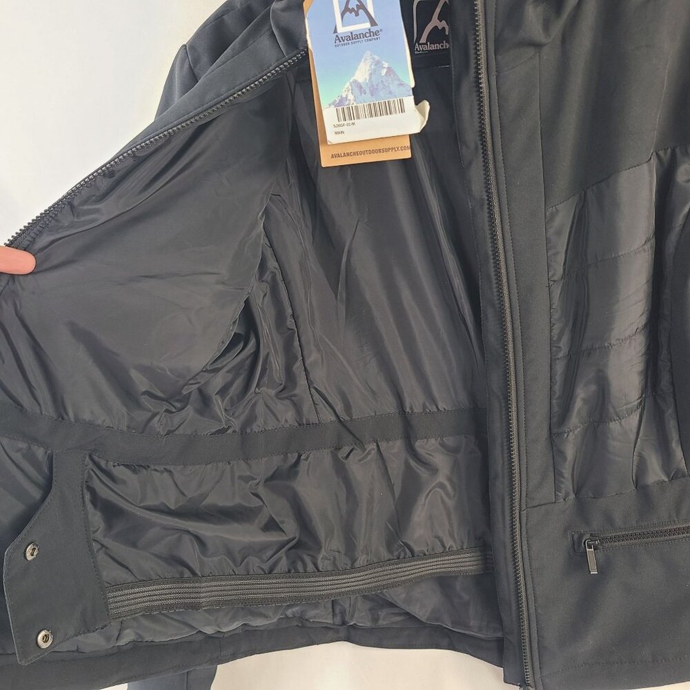 Avalanche Womens Water-Resistant Black Jacket With Hood & Ski Pass Pocket Sz M - Picture 9 of 11